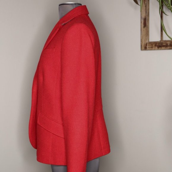 TALBOTS Petites Classic RED 2 Button WOOL Blazer SIZE 12p LIKE NEW Condition! - Picture 5 of 9
